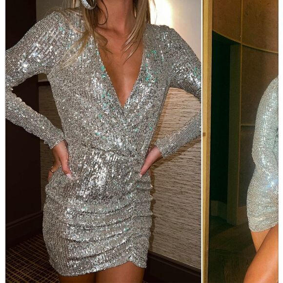 Show me your mumu size XXL party hop sequin platinum mini dress - NWT - Picture 1 of 3